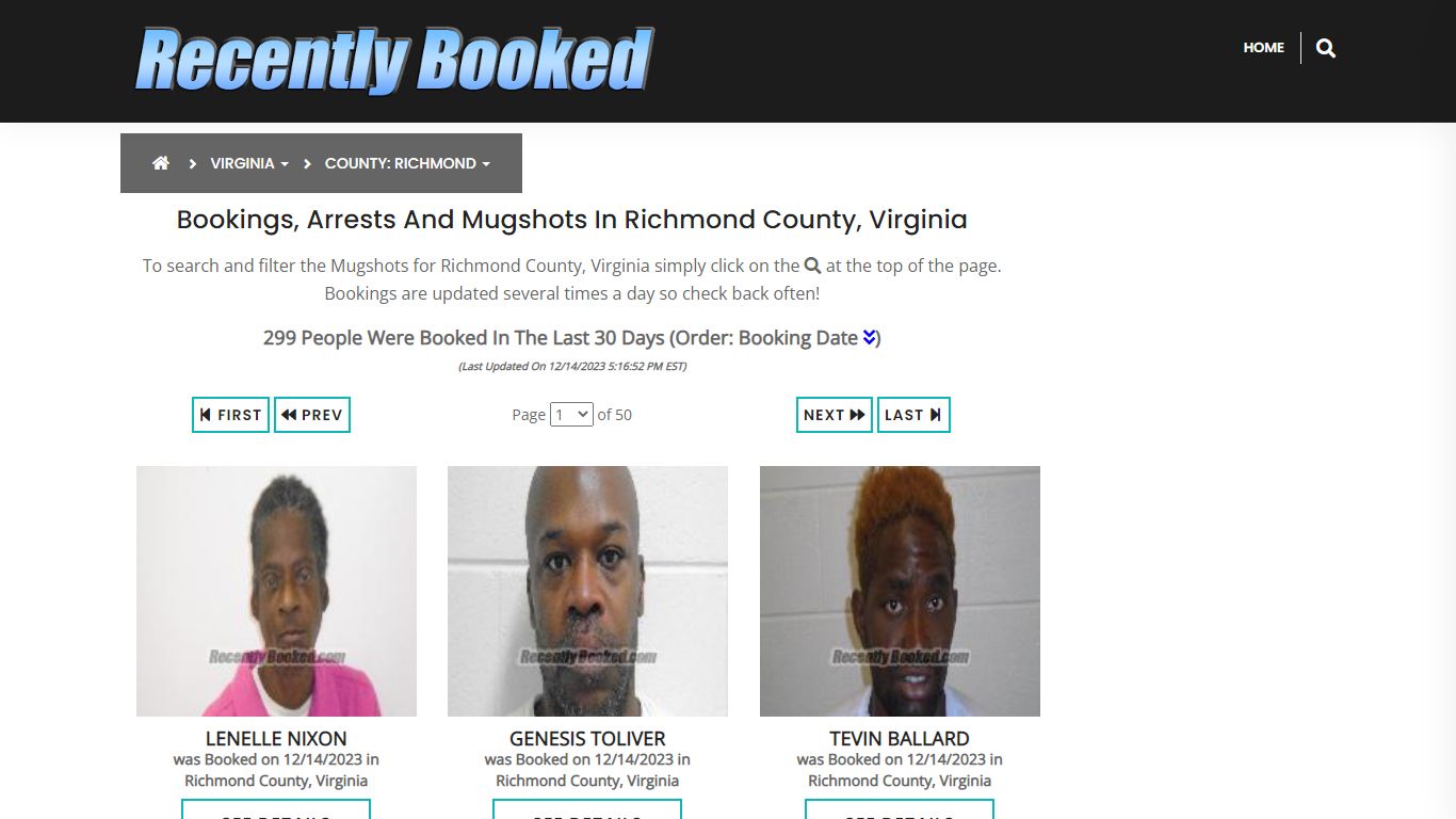 Bookings, Arrests and Mugshots in Richmond County, Virginia